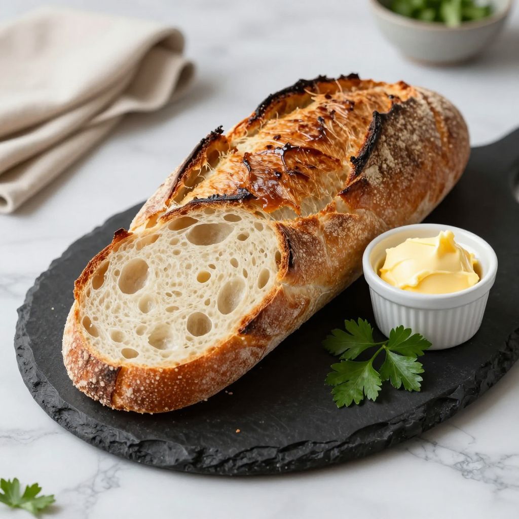 Fresh baked sourdough baguettes