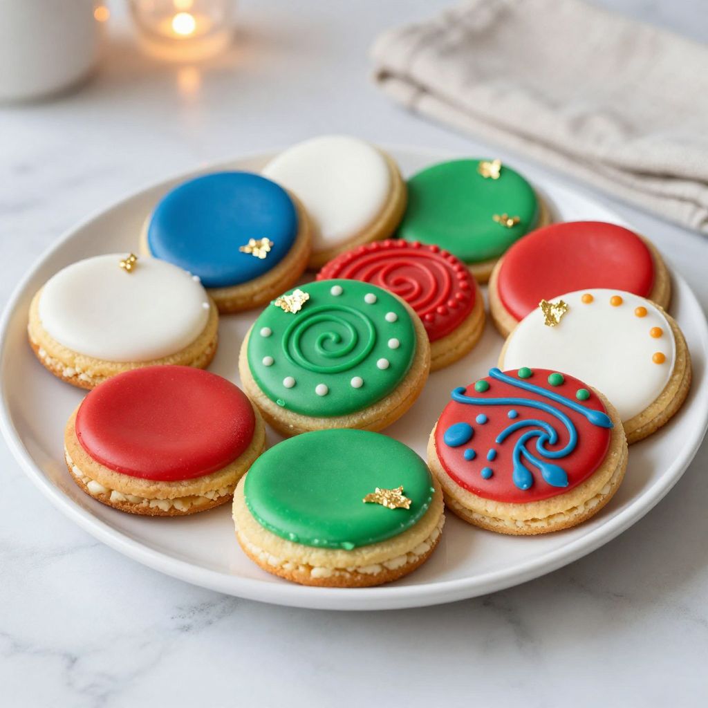 Frosted sugar cookies displayed on plate