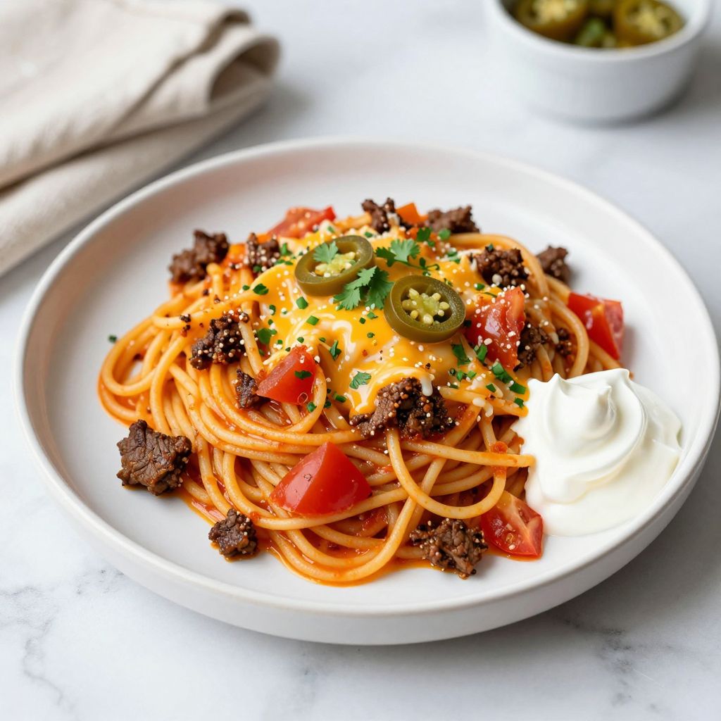 Serving of taco spaghetti