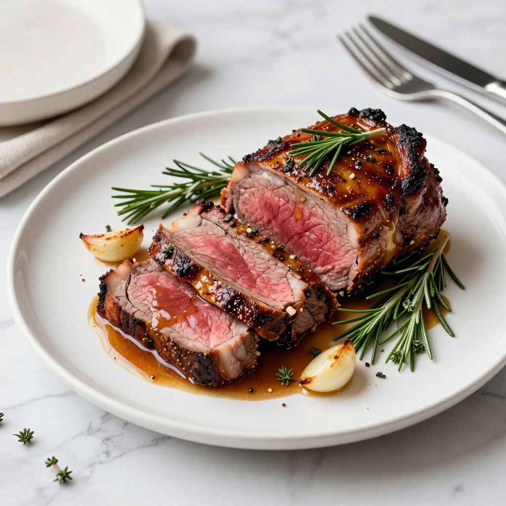 Sliced top round roast