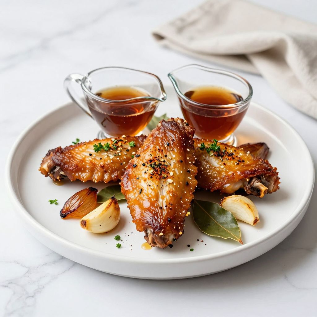 Crispy roasted turkey wings plated