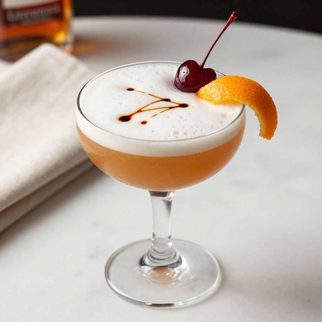 finished whiskey sour cocktail
